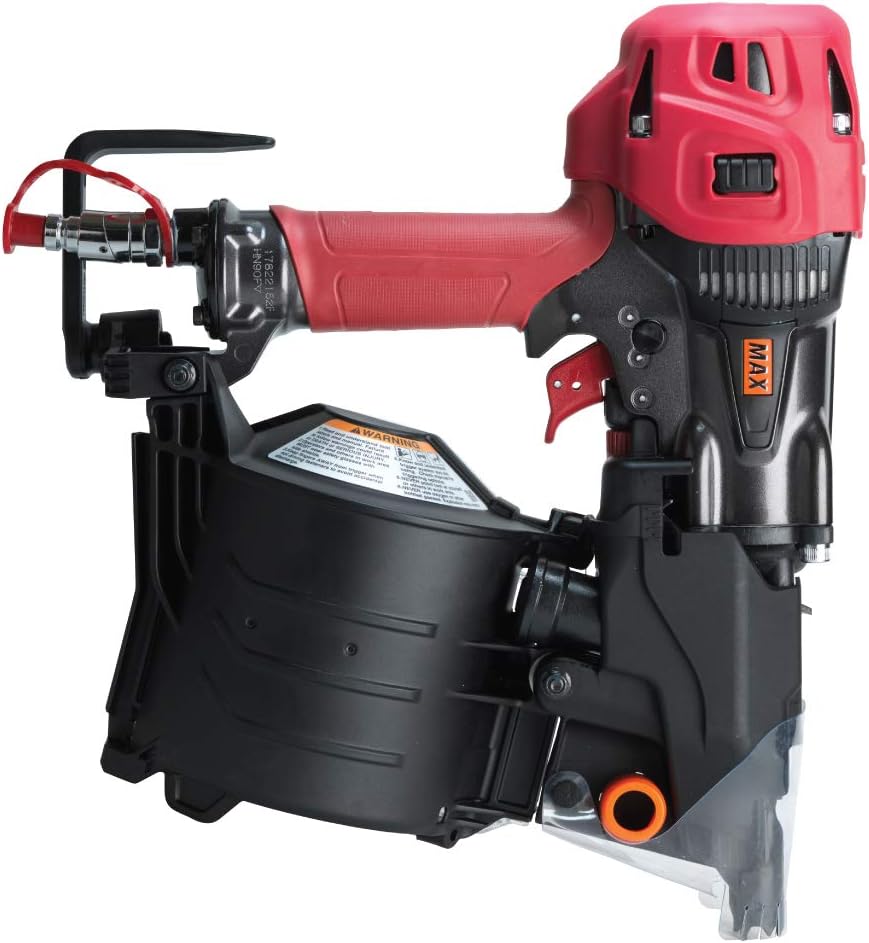 MAX USA CORP. MAX USA PowerLite HN90F High Pressure Framing Coil Nailer up to 3-1/2', red/black/silver