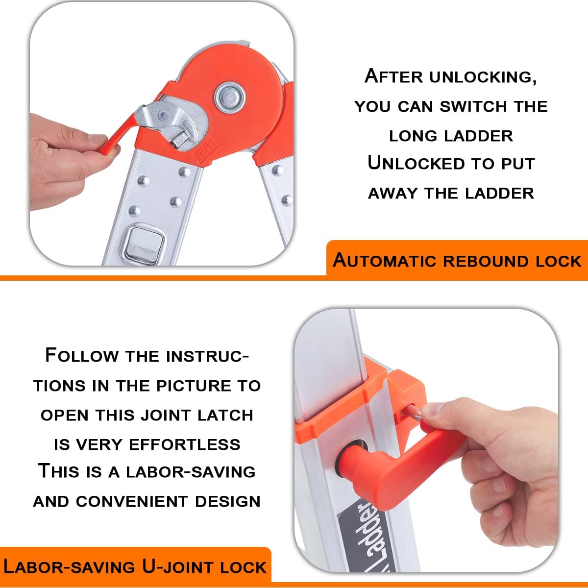 LANBITOU Ladder, A Frame 4 Step Ladder Extension, 14 FT Anti-Slip Multi Position & Storage Folding Ladder, 330 lbs Security Load Telescoping Aluminum Ladders for Stairs Home Indoor Outdoor Roof
