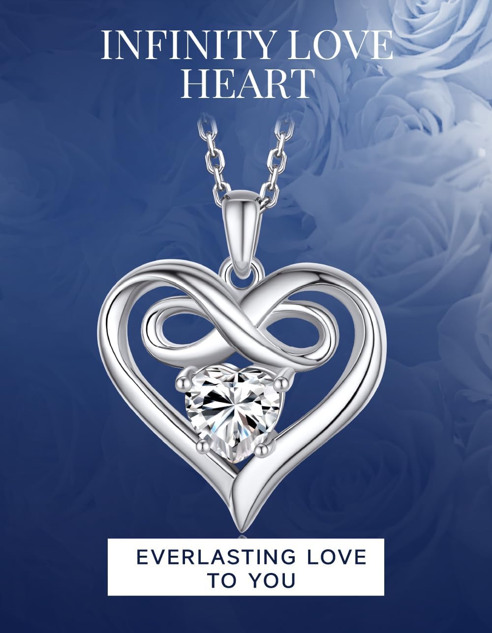 MomentWish Heart Necklace for Women, Jewelry Gifts for Her, D Color VVS1 Moissanite Necklace in 925 Sterling Silver, Infinity Pendent for Birthday Anniversary Mother's Day