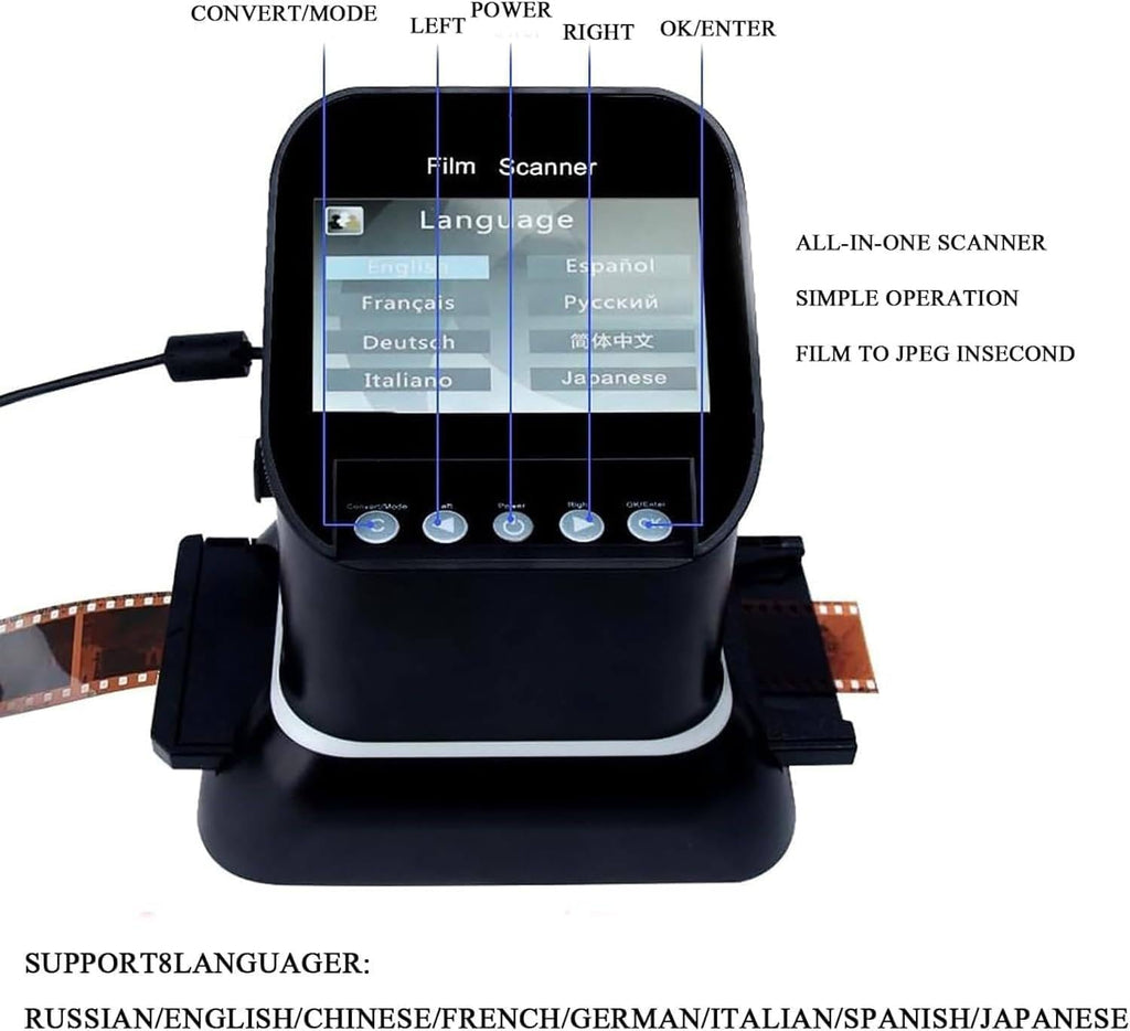 Digital Film and Slide Scanner, 120 High Resolution Film Scanner, 22 Million High-Definition, Convert 35mm, 135,126,127 Negative & Slides to Digital JPEG
