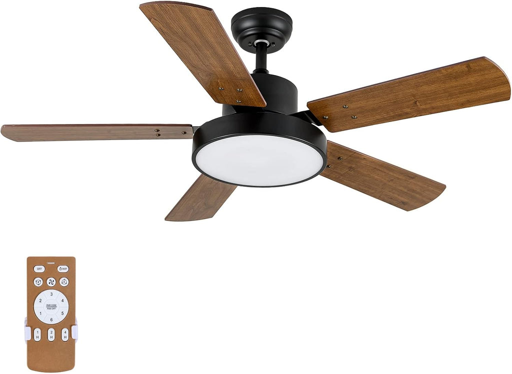 Simple Deluxe 44' Ceiling Fans with Lights and Remote, Outdoor Ceiling Fans for Patios with Light, Easy to Install Ceiling Fan with Reversible Motor and Wooden Blade for All Seasons