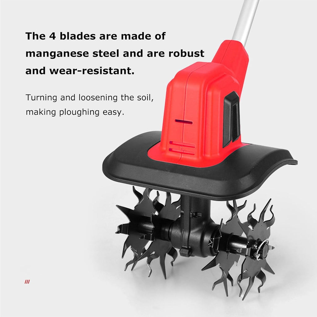 Electric Tiller 20V – Garden Soil Cultivator/Rotavator – 4 Steel Blades,25cm Working Width/22cm Working Depth