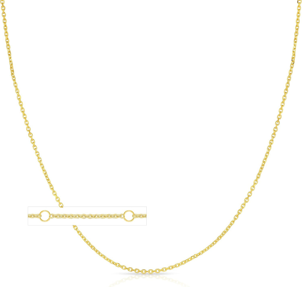 Floreo 10k Yellow Gold, White Gold, or Rose Gold 0.68mm Double Extendable Solid Diamond Cut Cable Chain Adjustable Necklace, 16' - 17' - 18 Inch