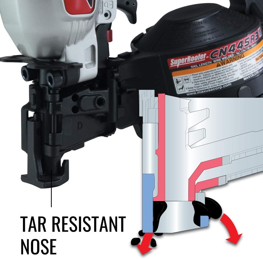 MAX USA CORP SuperRoofer CN445R3 Roofing Coil Nailer up to 1-3/4'