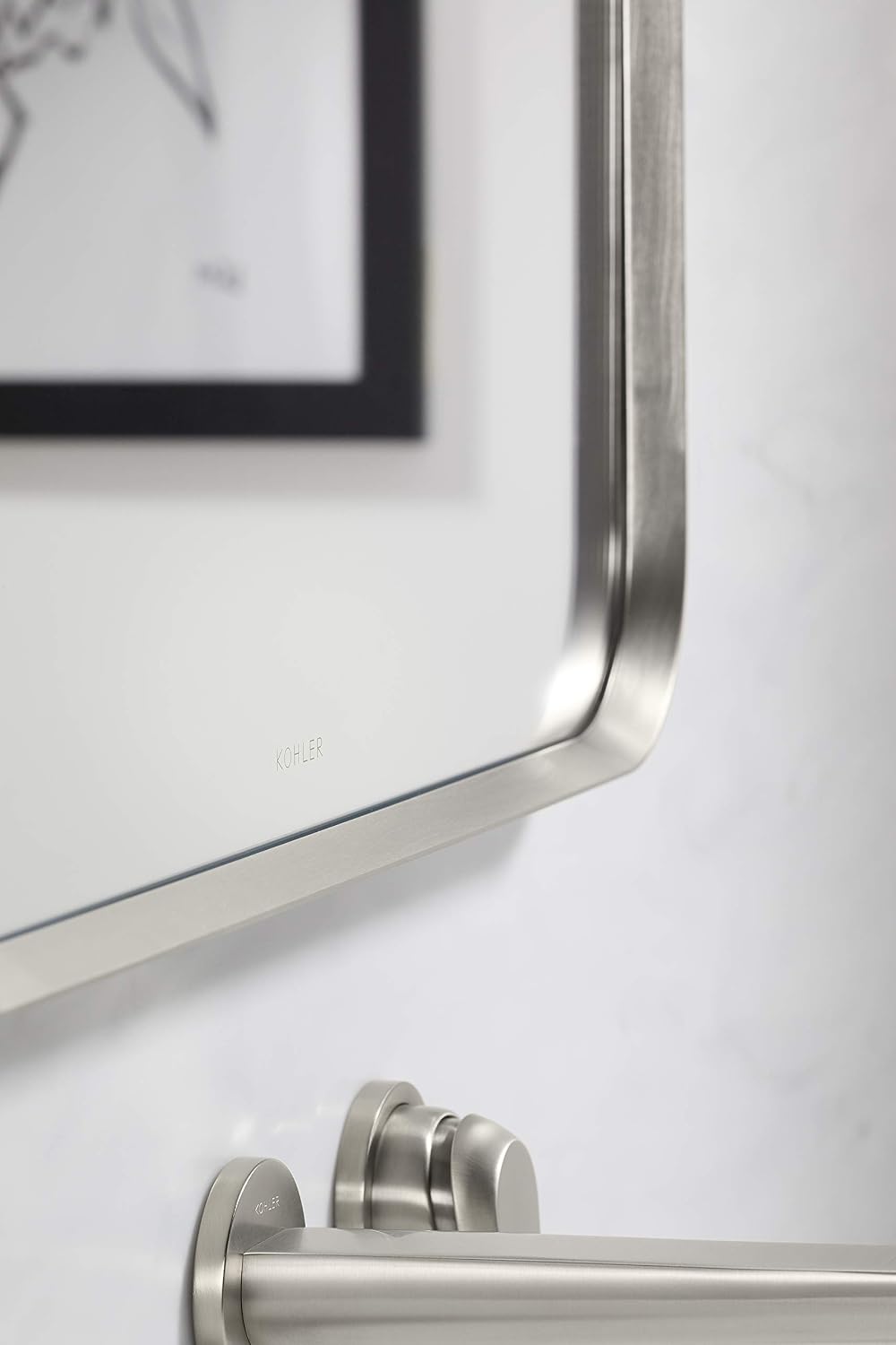 Kohler 26052-BNL Essential Rectangular Bathroom Mirrors, Bathroom Mirrors for Over Sink, 22 in. W x 34 in. H, Brushed Nickel