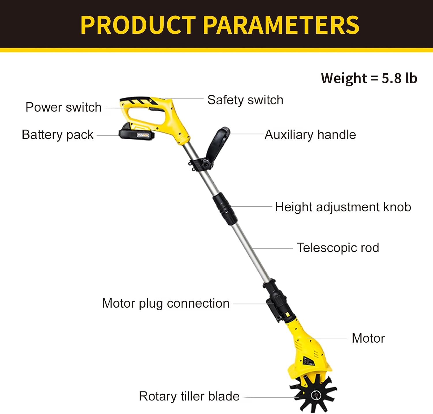 Small Tiller Cultivator, Hand Tiller,Tiller for Gardening,Electric Tiller Cultivator,Tiller Cultivator Cordless,Hand Cultivator for Garden Lawn Vegetable Patches Soil Digging (Two Blades)