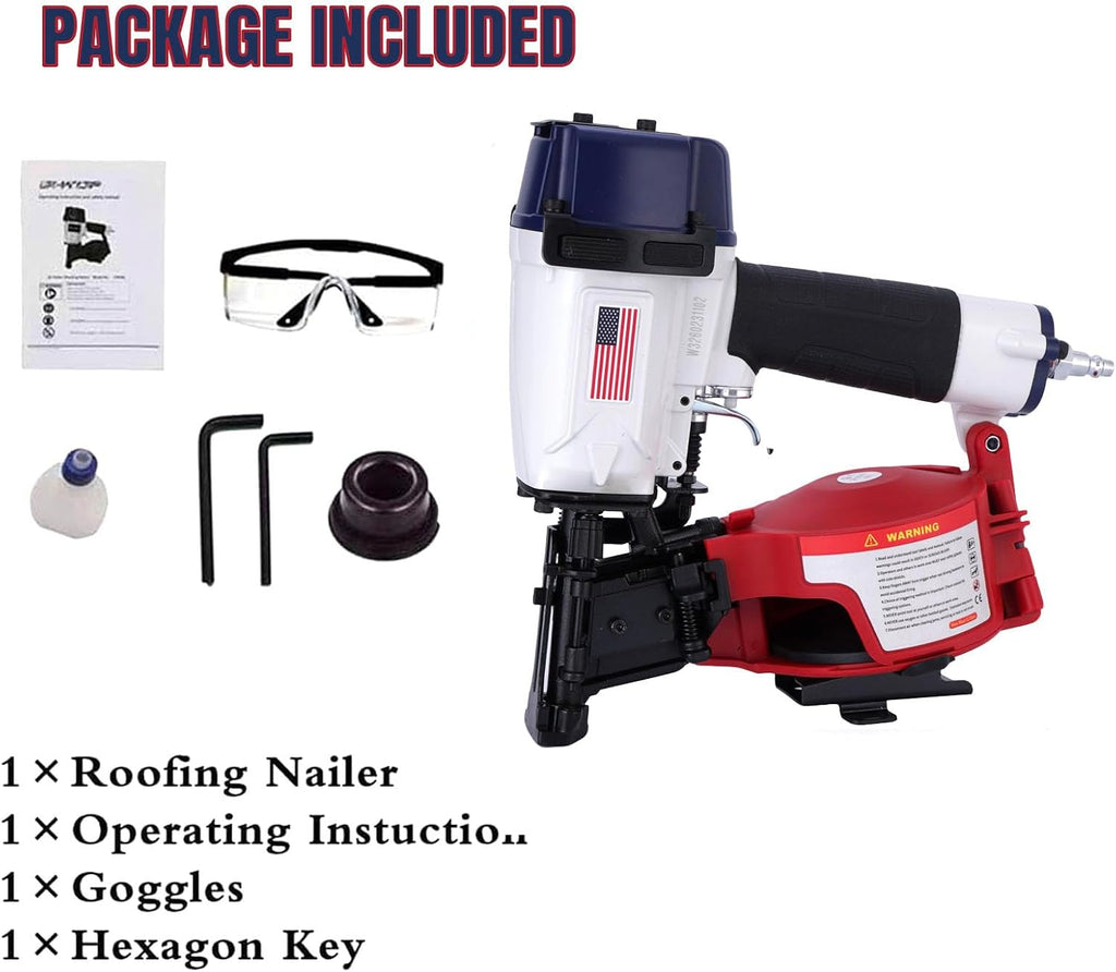 American Style CN45N Roofing Nailer, 15 Degree Roofing Nail Gun, 3/4-Inch to 1-3/4-Inch Coil Nails, 120-pcs Load Capacity Coil Nailer