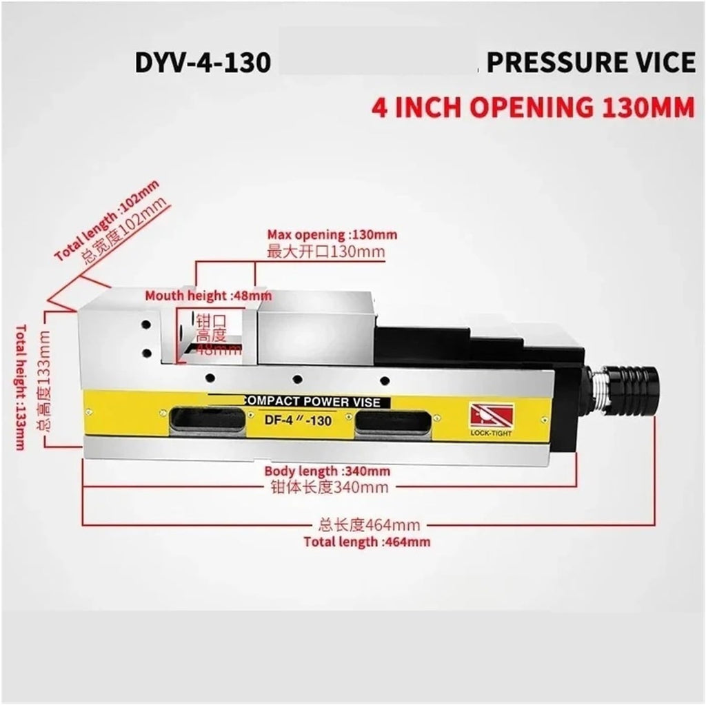 Hydraulic Bench Vise, 4-Inch 130mm Flat Jaw Pliers for CNC Machining Centers