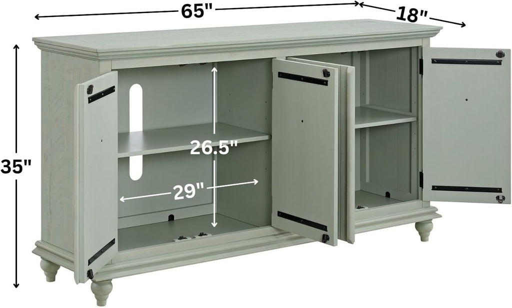 Martin Svensson Home Garden District Antique Sage Green Solid Wood 65' TV Stand