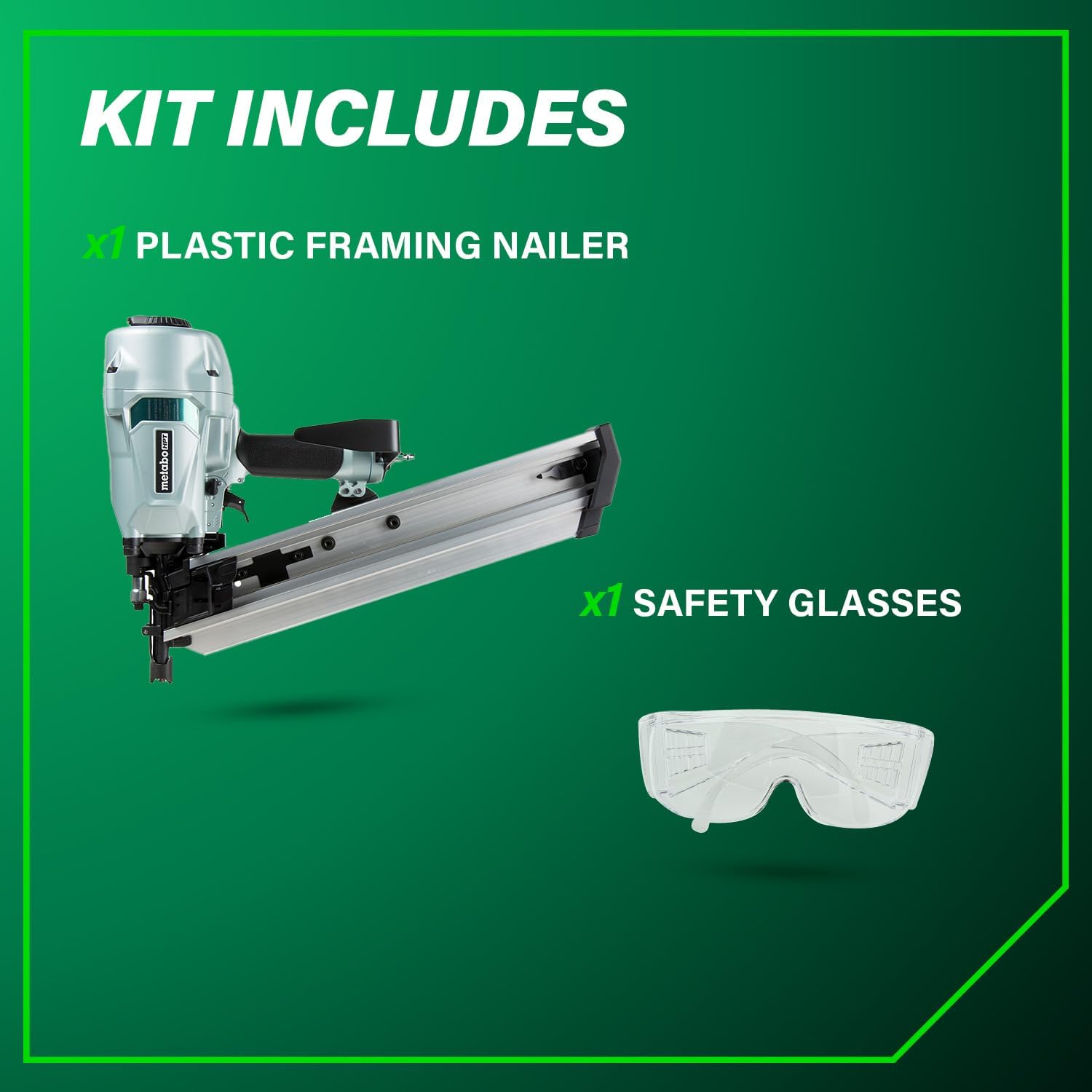 Metabo HPT Framing Nailer, Pro-Preferred Pneumatic Power Nailers in Framing Tools, Powerful Tool With Tool-less Depth Adjustment & Claw Tip, 21° 3-1/2' Plastic Collated Nails, NR90AC5