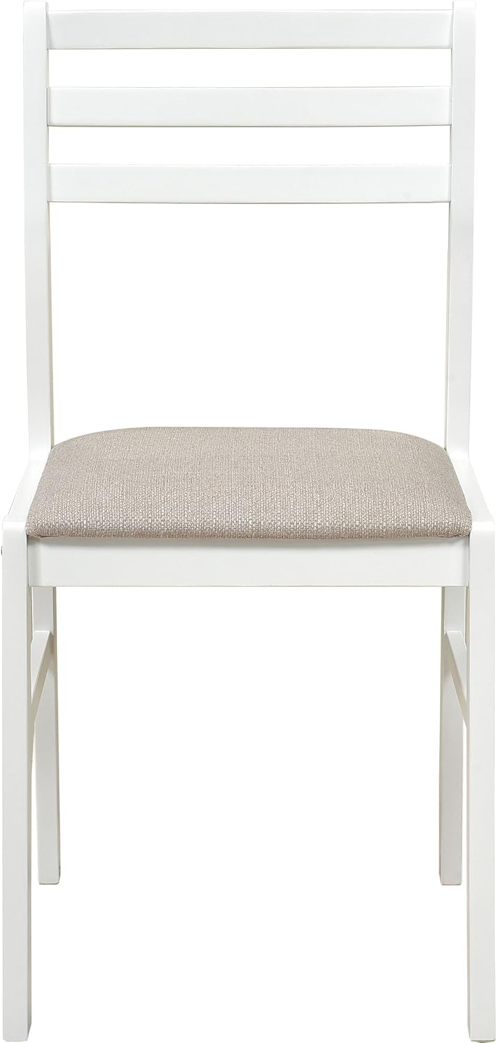 Coaster Home Furnishings - Bucknell - Wood - 3-Piece Extension Table Dining Set with Two 7-Inch Drop Leaves, Ladder-Back Chairs and Padded Seats - Dining Room - White - 130005WHT