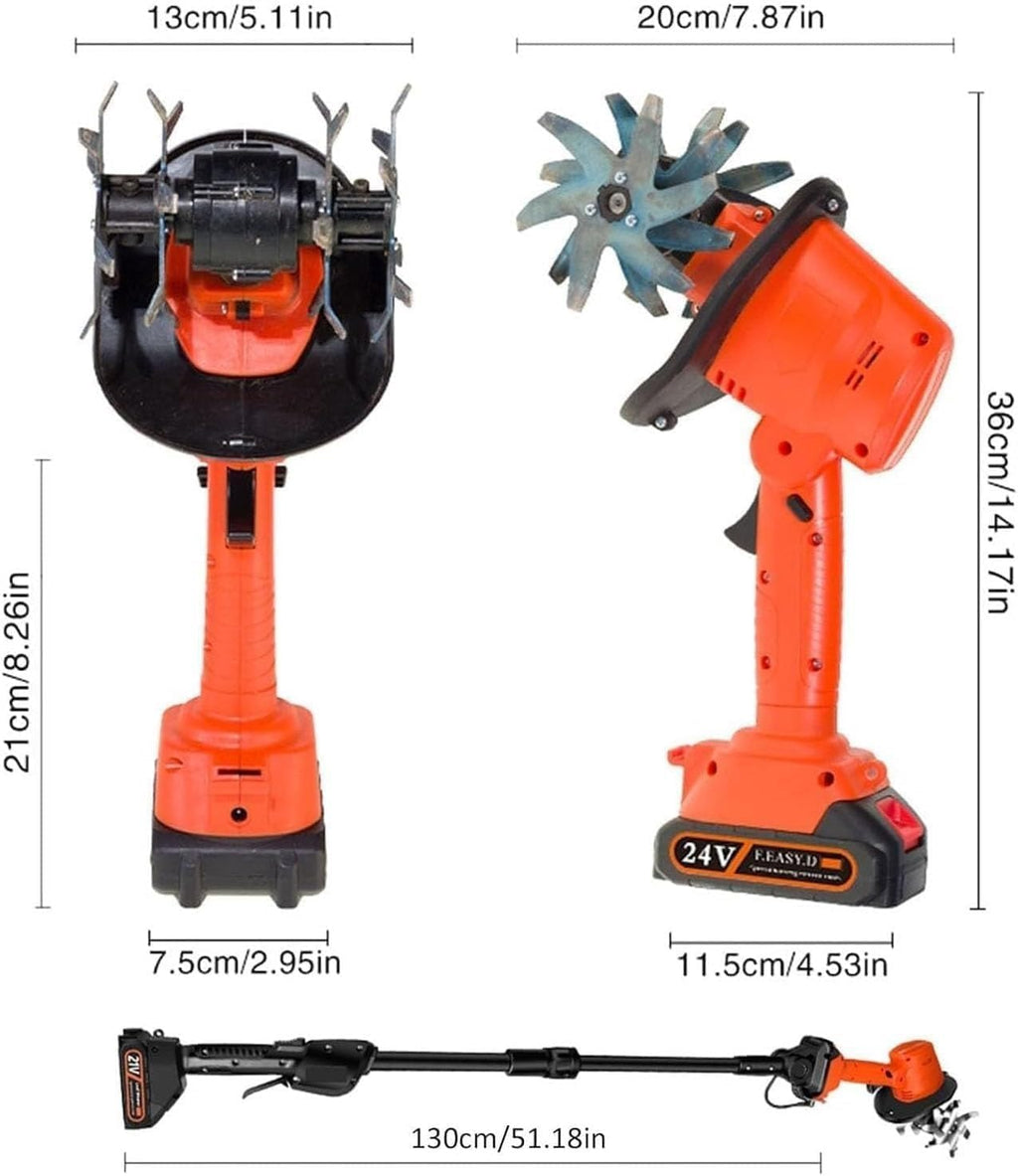 21v Cordless Electric Garden Tiller,Electric Garden Rotavator, 235rpm,10cm Tilling Width,10cm Working Depth,Cultivator & Rotavator,for Garden,Vegetable Field,Greenhouse,Orc