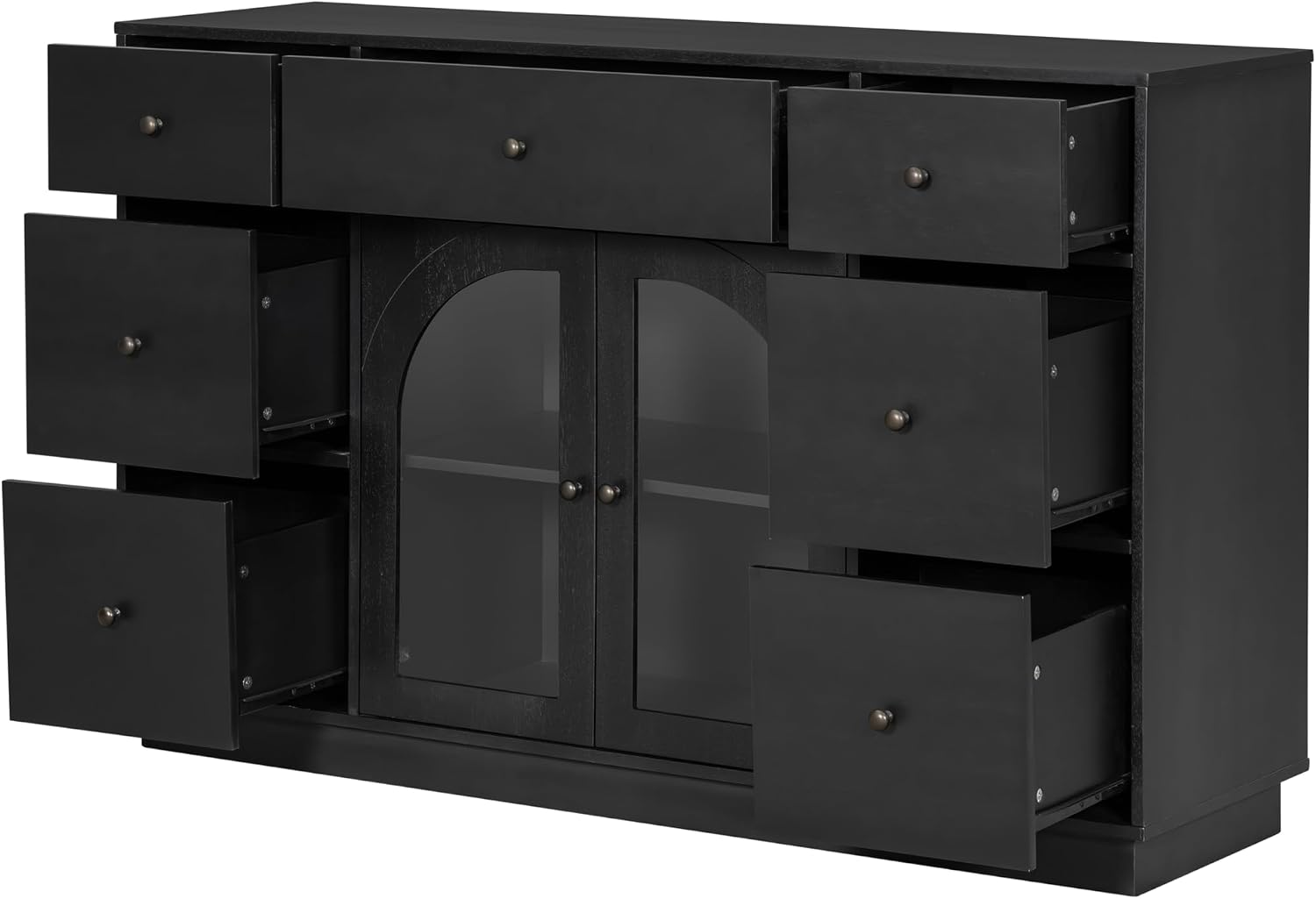Christopher Knight Home Mia Modern Storage Cabinet with Doors and Drawers, Wooden Sideboard Cabinet with Adjustable Shelf, Freestanding Buffet Cabinet with Storage for Dining Room, Black