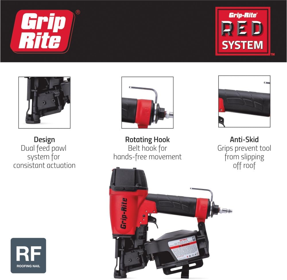 Grip-Rite GRTRN45 15-Degree 1-3/4' Coil Roofing Nailer