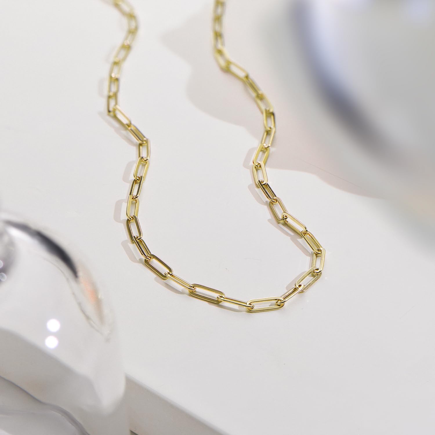 OAK & LUNA - Choose Your Style Women's Chain - Sterling Silver, 18K Gold Plated, Gold Vermeil, 14K Solid Gold - Bobble, Paperclip, Herringbone, Gourmette, Rope, Texture, Pearl, Cable, Mirror, Box, Twist - Custom Length
