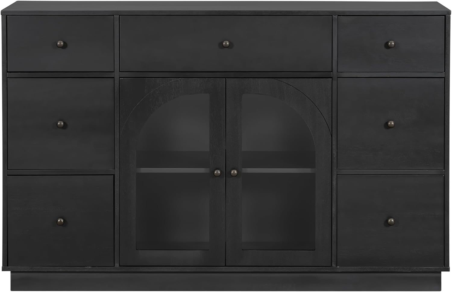Christopher Knight Home Mia Modern Storage Cabinet with Doors and Drawers, Wooden Sideboard Cabinet with Adjustable Shelf, Freestanding Buffet Cabinet with Storage for Dining Room, Black