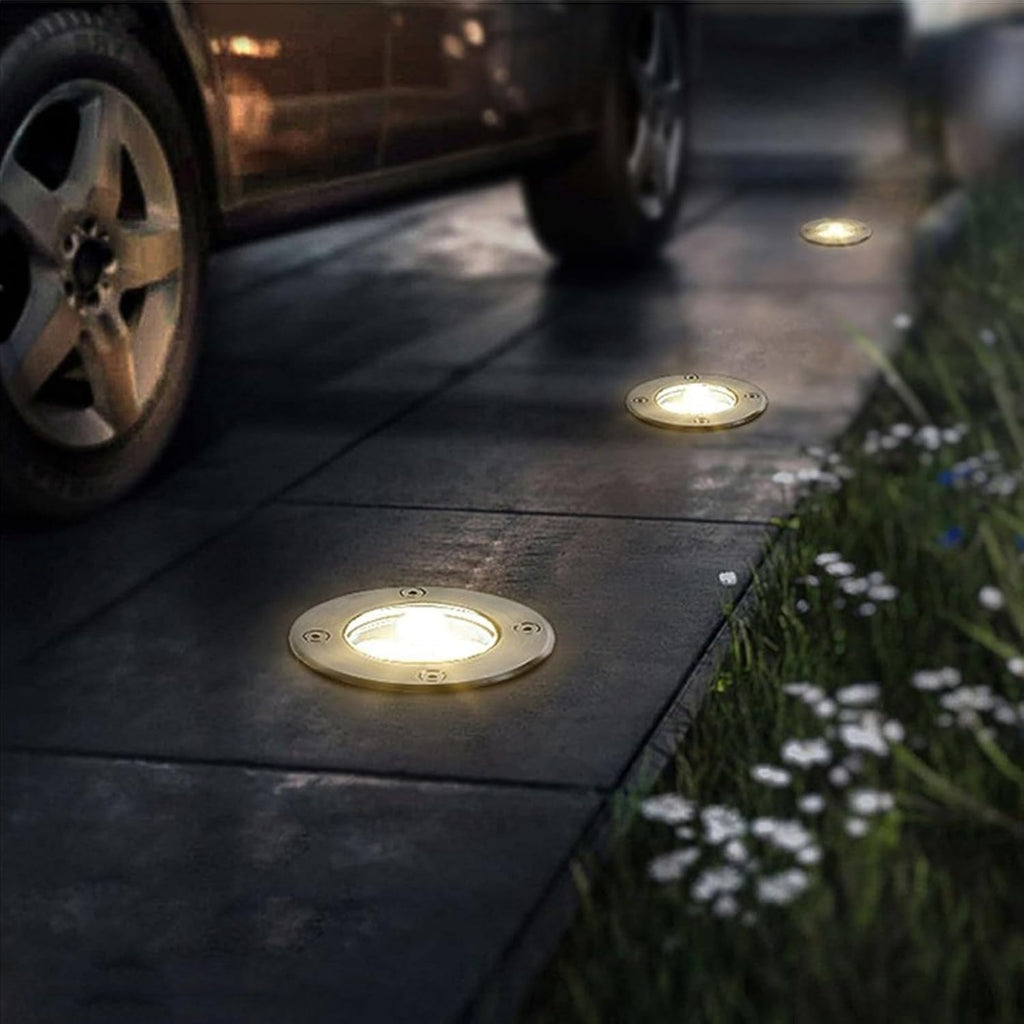 YANYO 2pcs 3W Garden Buried Light, Surface Mount Spotlights, Waterproof LED Deck Lights, Modern Outdoor Landscape Step Lamp, Aluminum Housing Fence Lights Wired (Color : Warm White, Size : 111-110V)