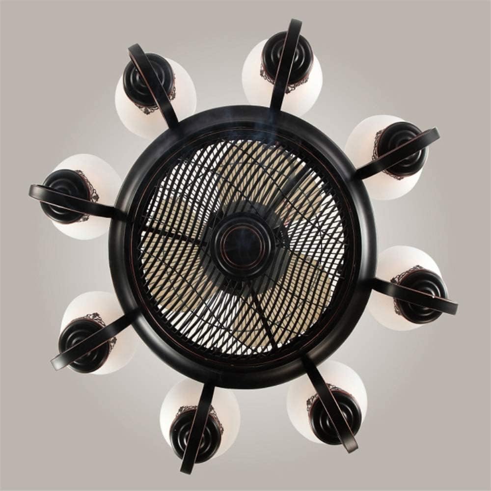Retro Chandelier, Negative Ion Invisible Ceiling Fan Light with Remote Control, Three Functions Include Lighting, Fans and Clean Air
