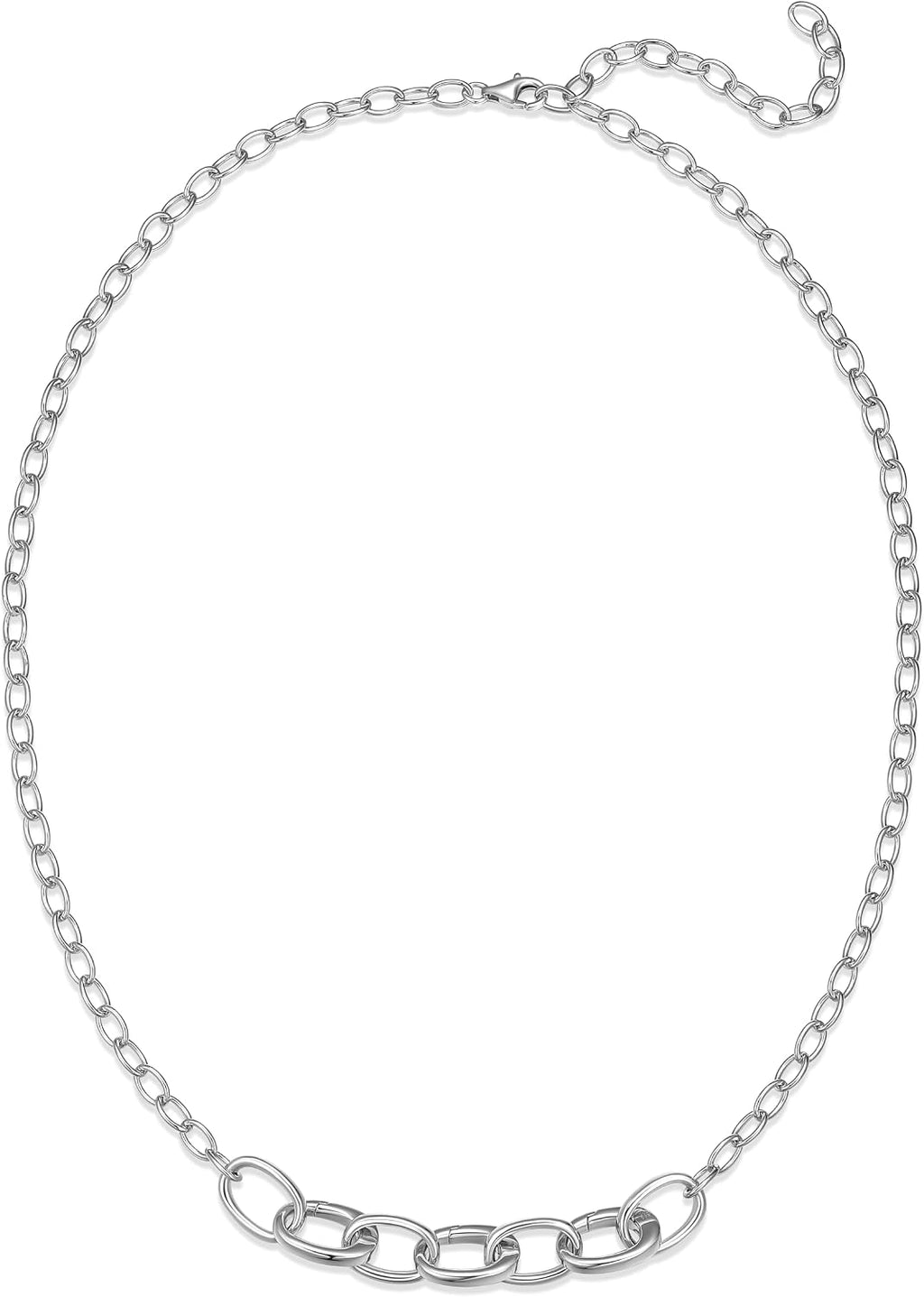 SCAMPER & CO .925 Sterling Silver Rhodium or 18k Yellow Gold Plated Carabiner Charm Necklaces for Women - Hypoallergenic Compatible Charms Sterling Silver Necklace for Women Modern Carabiner Design