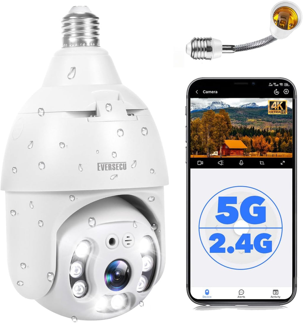 EVERSECU 4K 8MP UHD Screw-in 4 Inch PTZ Security Camera, Outdoor Waterproof, Wireless 2.4G&5Ghz WiFi, ONVlF&RTSP Stream, 360° View, Auto Tracking, 2 Way Audio, Motion Detection, Remote View(4pack)
