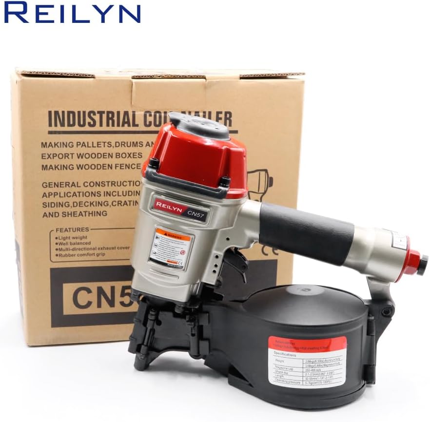 Coil Siding Nailer CN57, 15 Degree Professional Coil Nailer, 1 Inch to 2-1/4 inch Siding Nail Gun, Roofing Nail Gun for Siding Sheathing Fencing Decking Woodworking