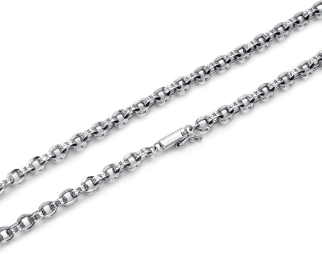 KnBoB Men 925 Sterling Silver Necklace, Mens Chain Necklaces Hip Hop 5 MM Width Cable Chain Necklace 20-30 Inch