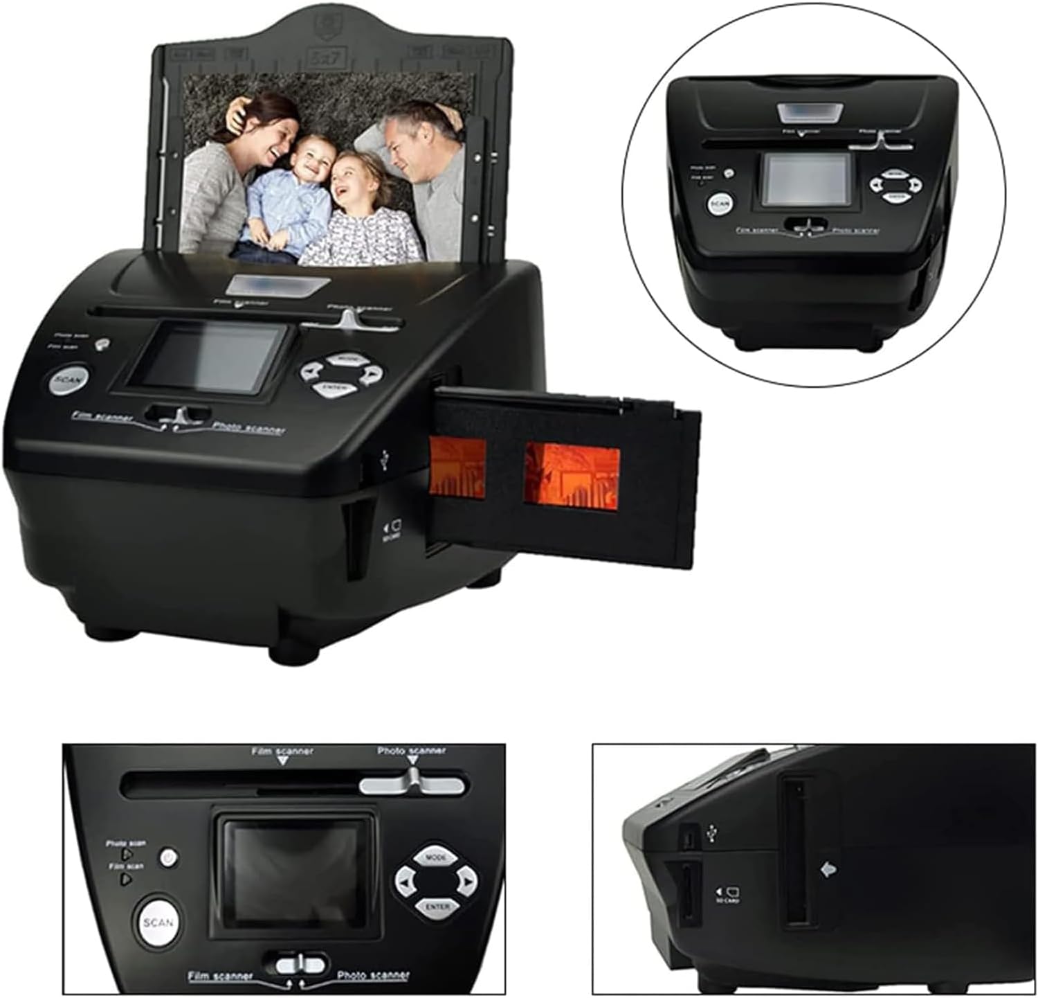 Film Slider Scanner, 16MP Film Scanner, Negative Film Viewer/Scanner, Converts 35 Mm 135 110 126/Slides/Negative to Digital Photos JPG, Supports Image Preview, Playback and Editing Functions