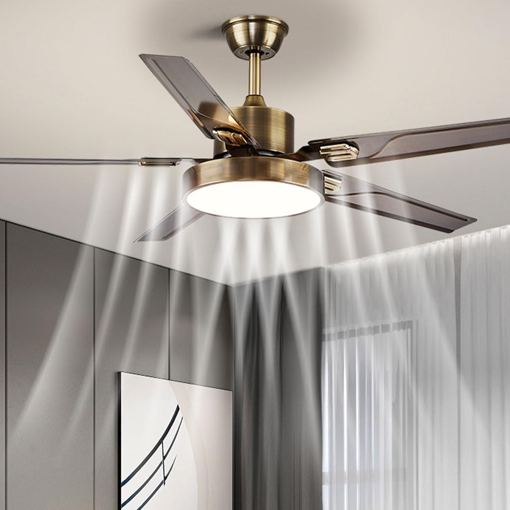 42 Inch Modern Ceiling Fan with Lights Frequency Conversion Remote Ceiling Fan Light 6 Speed 3 Color Bedroom Ceiling Fan Outdoor Ceiling Fans for Patios with Light