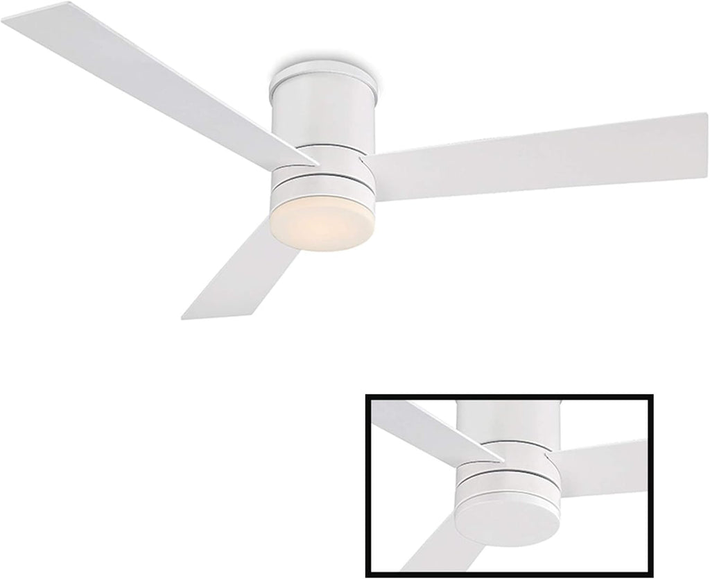 Axis Smart Indoor and Outdoor 3-Blade Flush Mount Ceiling Fan 52in Matte White with 3000K LED Light Kit and Remote Control works with Alexa, Google Assistant, Samsung Things, and iOS or Android App