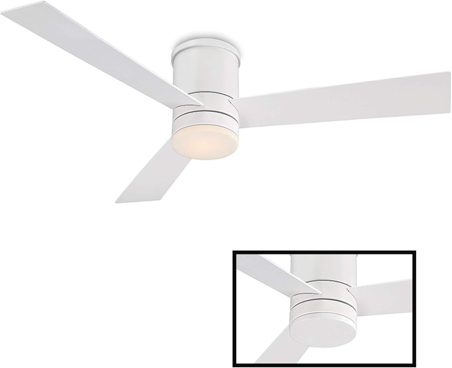 Axis Smart Indoor and Outdoor 3-Blade Flush Mount Ceiling Fan 52in Matte White with 3000K LED Light Kit and Remote Control works with Alexa, Google Assistant, Samsung Things, and iOS or Android App