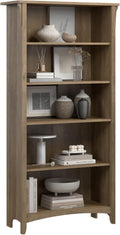 Bush Home Salinas 5 Shelf Bookcase in Reclaimed Pine, Tall Bookshelf, Large Book Shelf for Living Room, Home Office, or Entryway