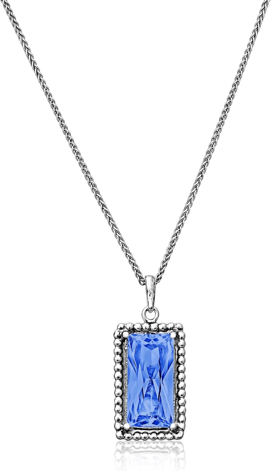 JEAN RACHEL JEWELRY 925 Sterling Silver Necklace for Women - Baguette with Cubic Zirconia Vintage Design - Hypoallergenic, Lead & Nickel Free - Artisan Handcrafted Statement Necklace