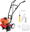 Upgrade Garden Tiller, 2 Stroke Gas Tiller, 9000RPM 1.2L Tiller for Gardening, 3HP/1.65kW Rototiller Gas Powered Garden Tiller,Tiller Cultivator for Farm Plant & Lawn Ploughing, Weeding Orange