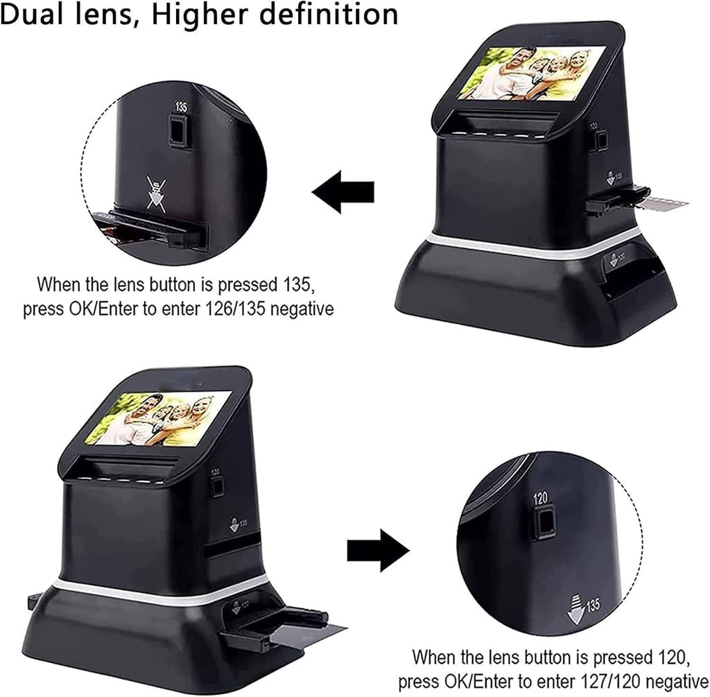 Digital Film and Slide Scanner, 120 High Resolution Film Scanner, 22 Million High-Definition, Convert 35mm, 135,126,127 Negative & Slides to Digital JPEG