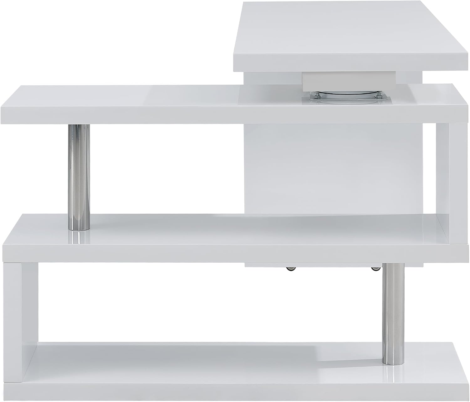 SEI Furniture Yates Multifunctional Corner/L Desk w/ Shelves, White-chrome