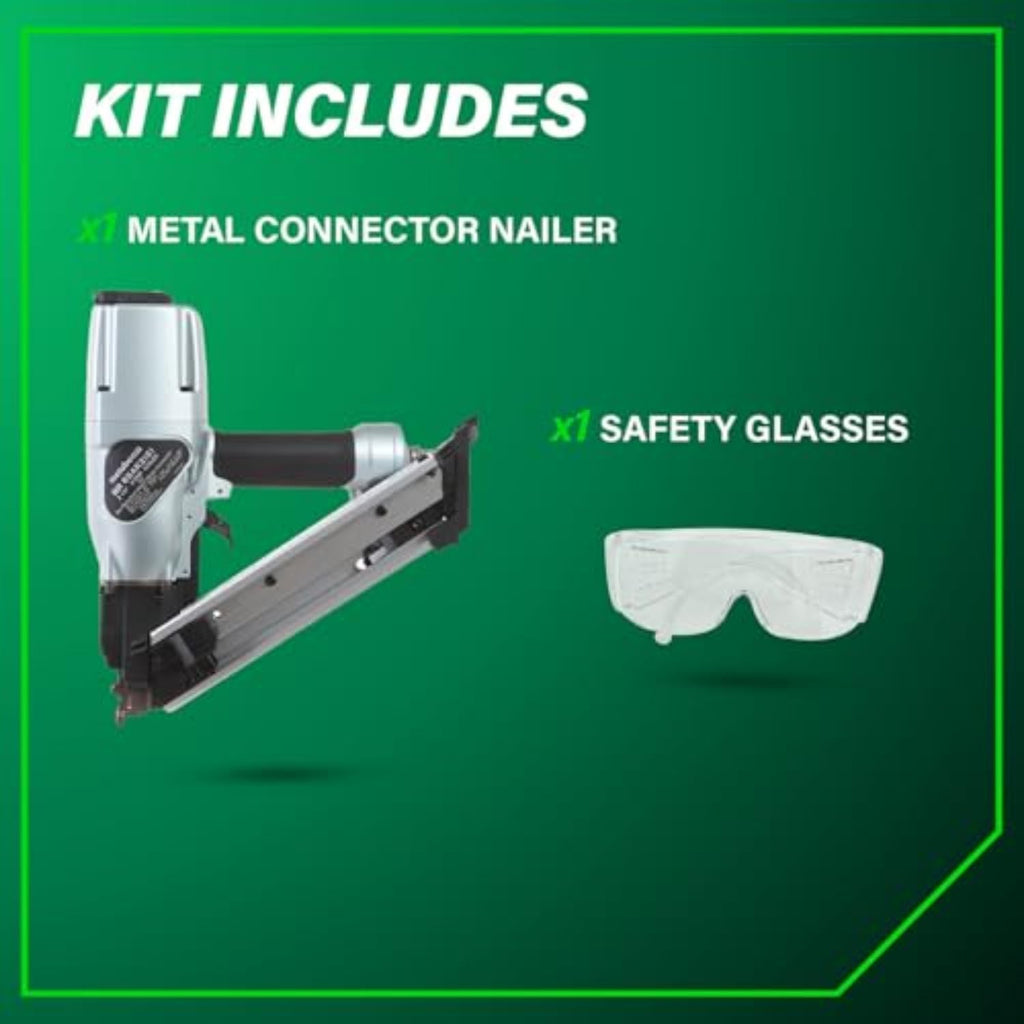 Metabo HPT Strap-Tite Metal Connector Nailer, Pro-Preferred Pneumatic Power Nailers, Connector Tool for Pre-Punched Connectors, 36° Short Magazine, 1-1/2″ to 2-1/2″, NR65AK2S