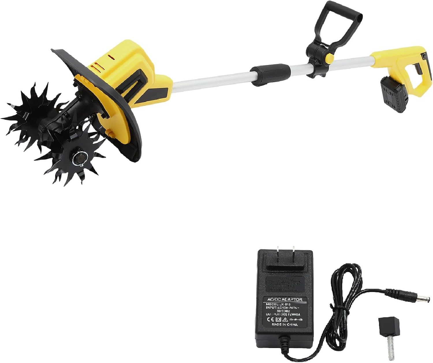 Cordless Tiller Cultivator 20V Battery Powered Electric Tilling Machine 8.66' Tilling Wide 6.3' Deep Portable Garden Cultivator(2000mAh Battery and Charger Included)