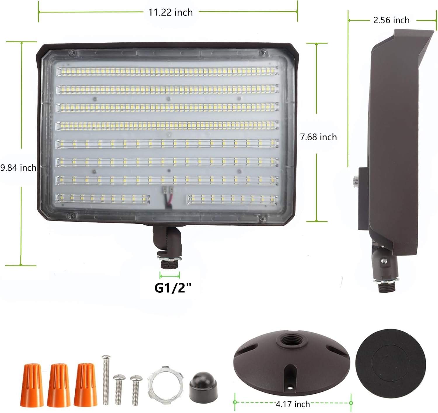 Dusk to Dawn 150W Outdoor LED Flood Light with 1/2' Knuckle Mount (Plate Included), 5000K 21000LM 100-277V, ETL Waterproof LED Security Flood Lighting for Sign/Flagpole/Tree/Yards/Advertising Boards