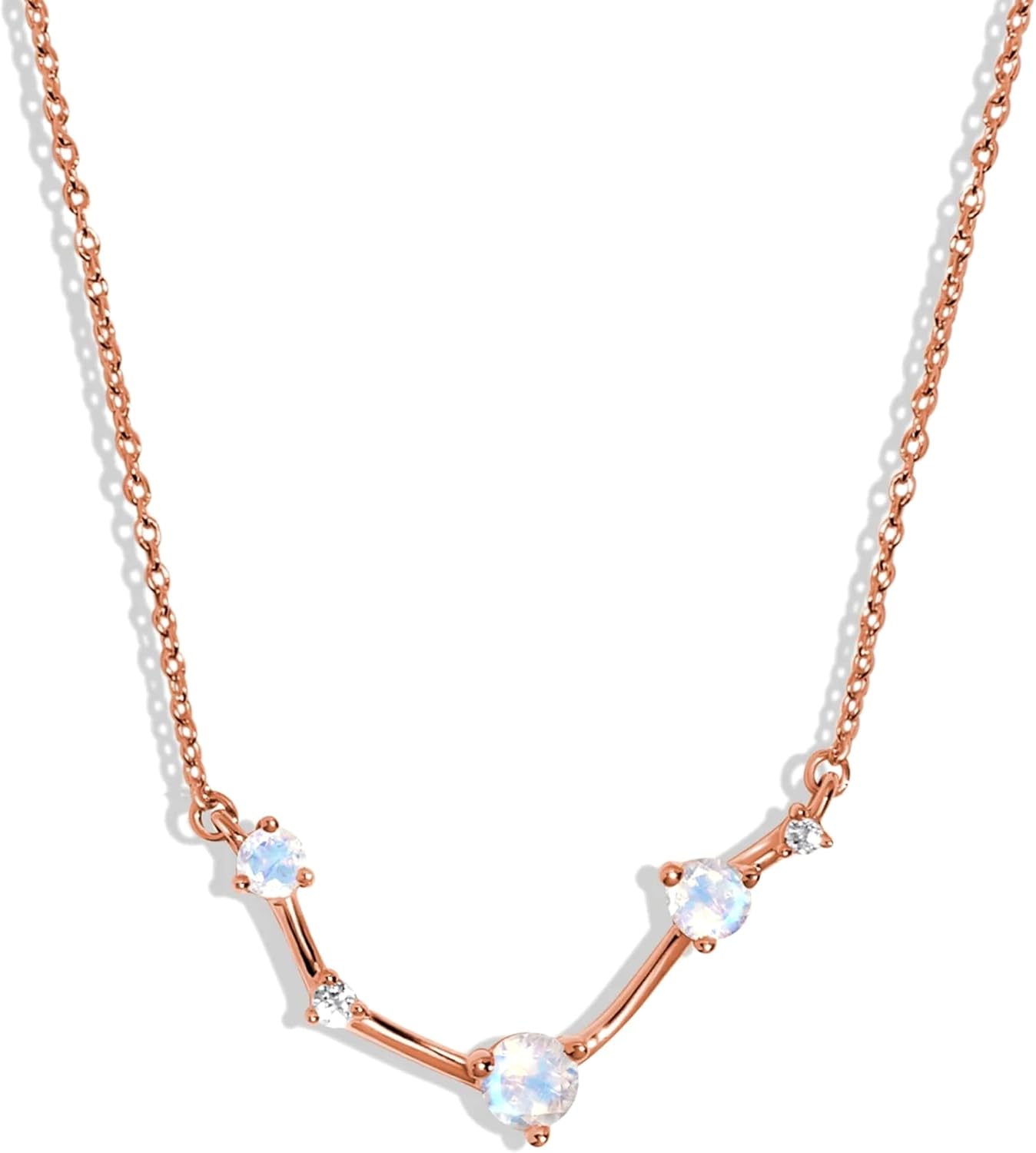 Moon Magic Moonstone Zodiac Necklaces for Women | Constellation Necklace 925 Sterling Silver | 18k Rose and Yellow Gold Zodiac Sign Pendants | Authentic Real Dainty Moon Stone Jewelry for Women