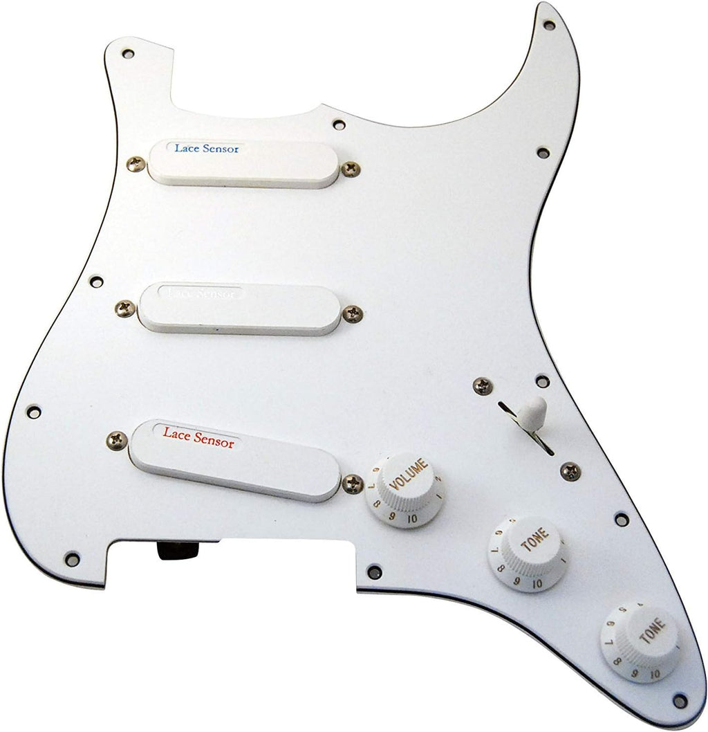 Lace Sensor Ultimate Triple Prewired Stratocaster Electric Guitar Loaded Pickguard - (White)