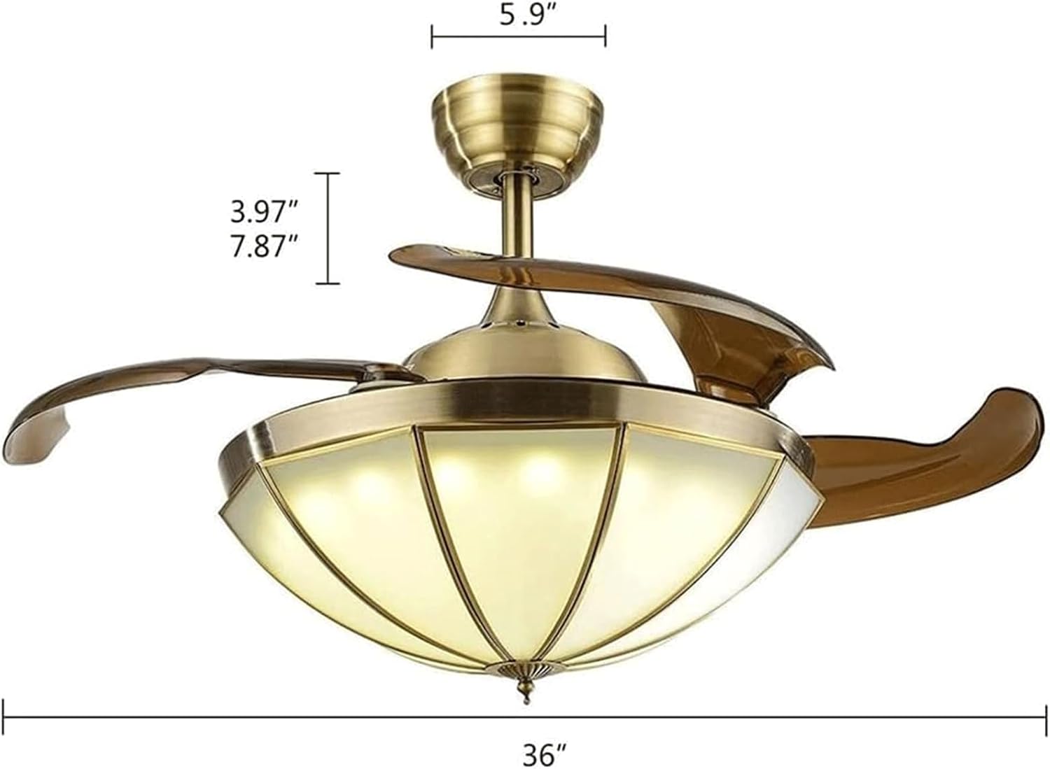 Lamp Retractable Ceiling Fan Light Lighting Ceiling Fans Light Fixture Ceiling Fan Retro Remote Control Farmhouse Living Room Energy Saving
