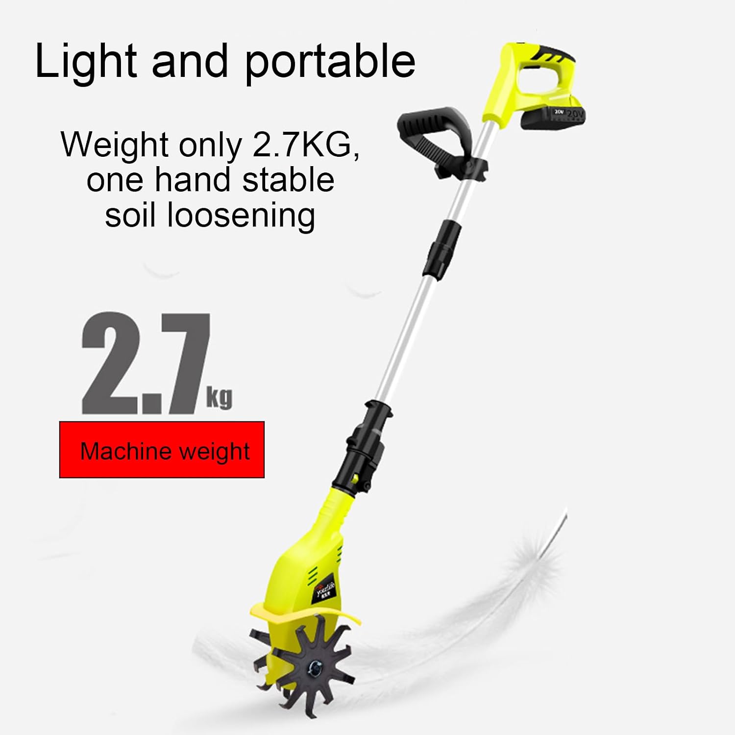 Cultivator, Adjustable Length, Manganese Steel Blade, Easy to Start with One Click, Easy to Carry, for Gardens and Vegetable Fields