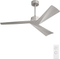 WINGBO 52' DC Ceiling Fan without Lights, Bruhsed Nickel Ceiling Fan with Remote, 3 ABS Plastic Blades, 6 Speed Reversible DC Motor, Ceiling Fans No Light for Kitchen Bedroom Living Room