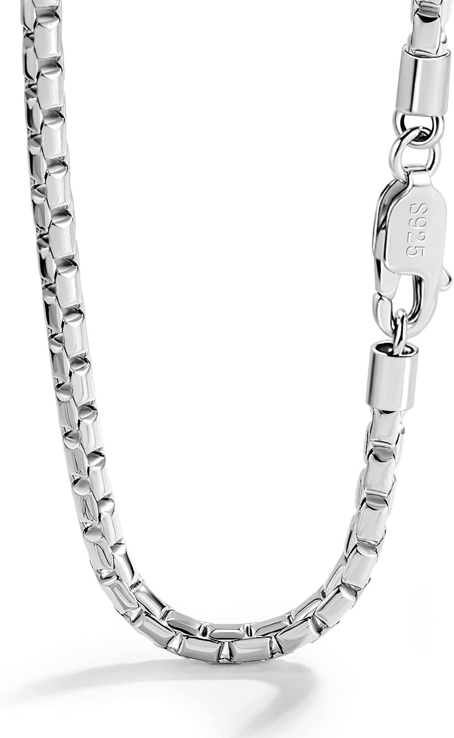 Dankadi Fashion Men 925 Sterling Silver Necklace Italy 5MM Square Rolo Link Round Box Chain Chokers 18 '20' 22 '24' 26' Fine Jewelry Gift (26 inches)