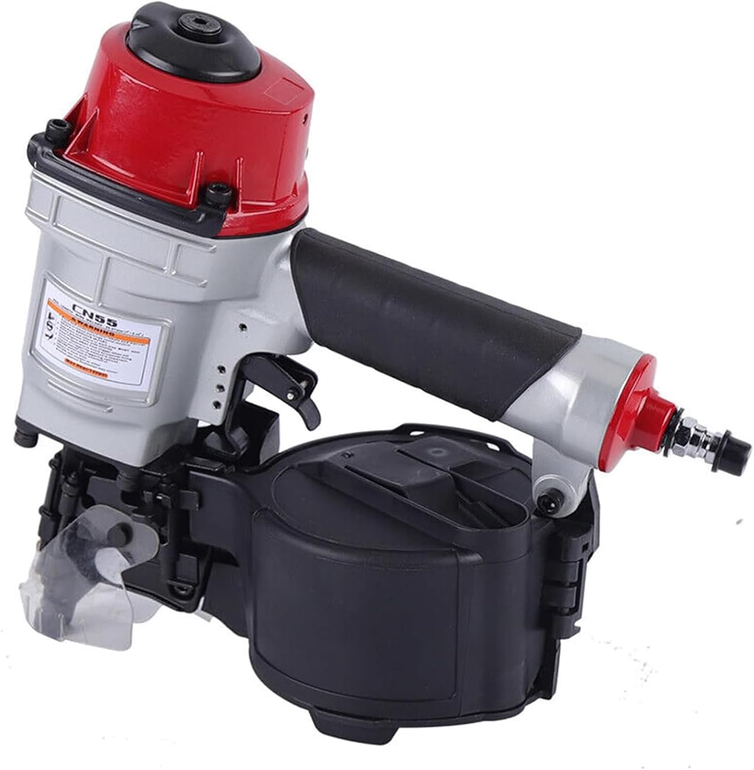 Pneumatic Coil Nailer, CN55 Siding Coil Nailer 25-57mm Air Framing Stapler Gun Roofing Nailer, 300-350 Nail Capacity, 15° and16° Nails