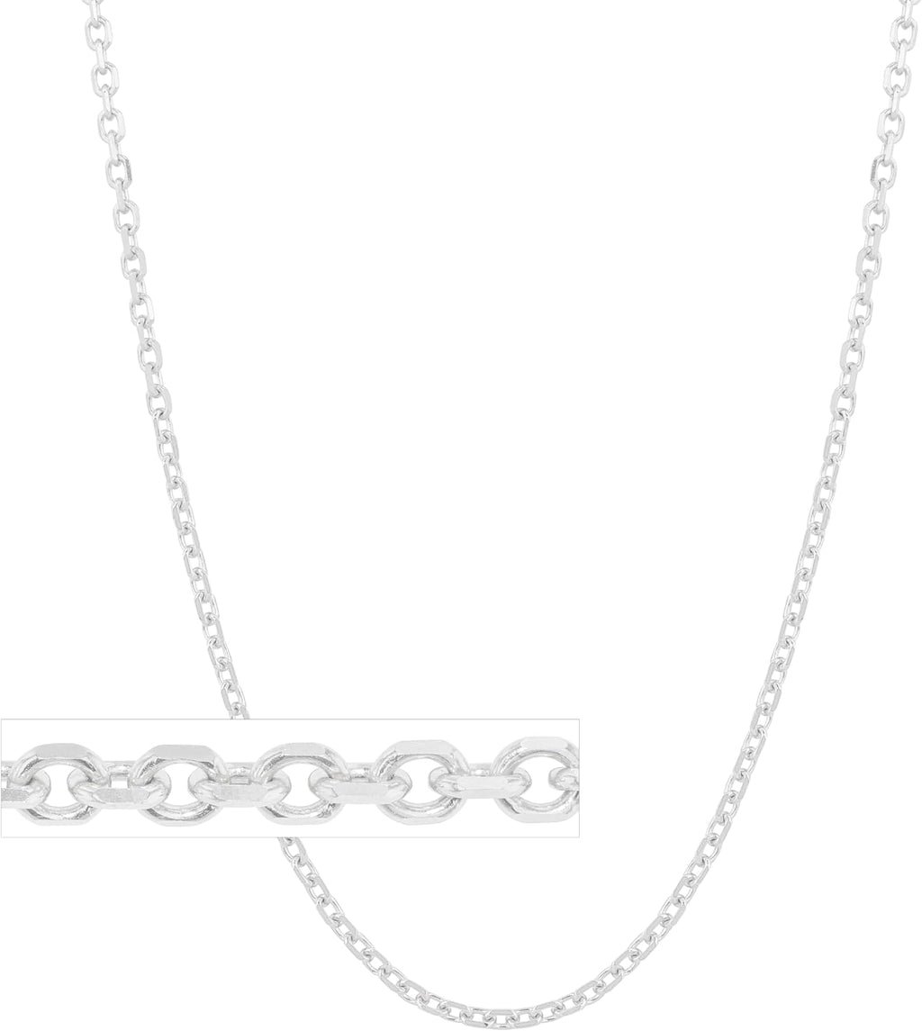 Floreo 14k White Gold 0.68mm Solid Diamond Cut Cable Chain Necklace