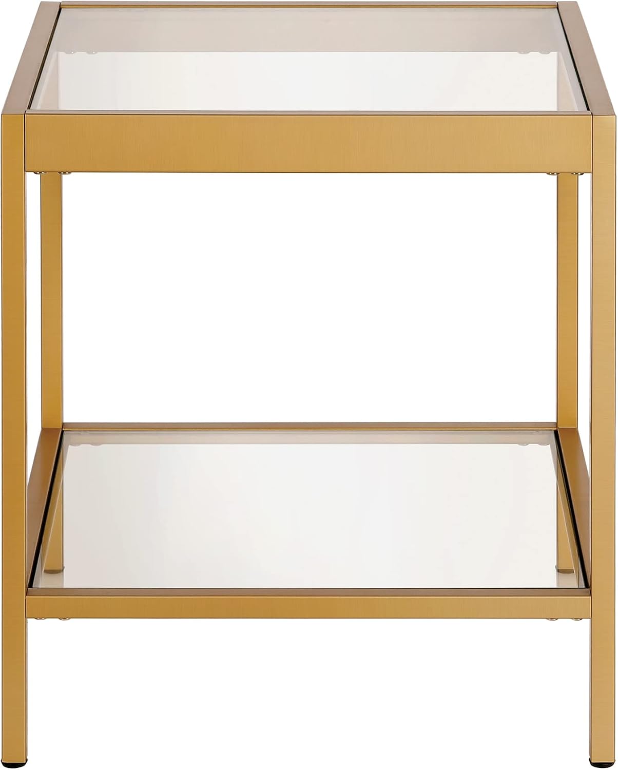 Henn&Hart 20' Wide Square Square Side Table in Brass, Table for Living Room, Bedroom