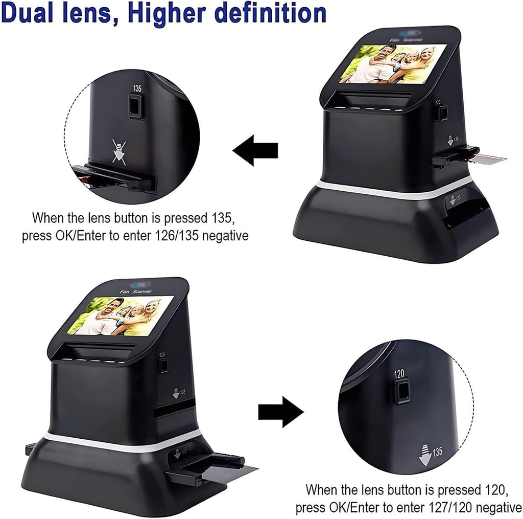 120 High Resolution Film Scanner, Film Negative Scanner 35mm, 22MP High-Resolution Negative Convert Color & B & W, 120, 126, 127 Negatives Slides to JPEG Photos, Support HDMI/USB Output