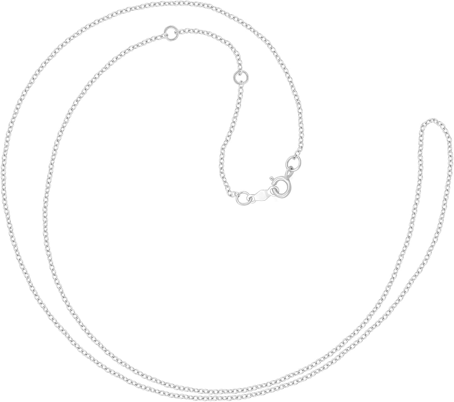 Jewelili 10K Yellow Gold or 10K White Gold or Sterling Silver 1.0mm Cable Chain Necklace with Spring-ring Clasp |17', 18', 19' (inches) Extendable Length