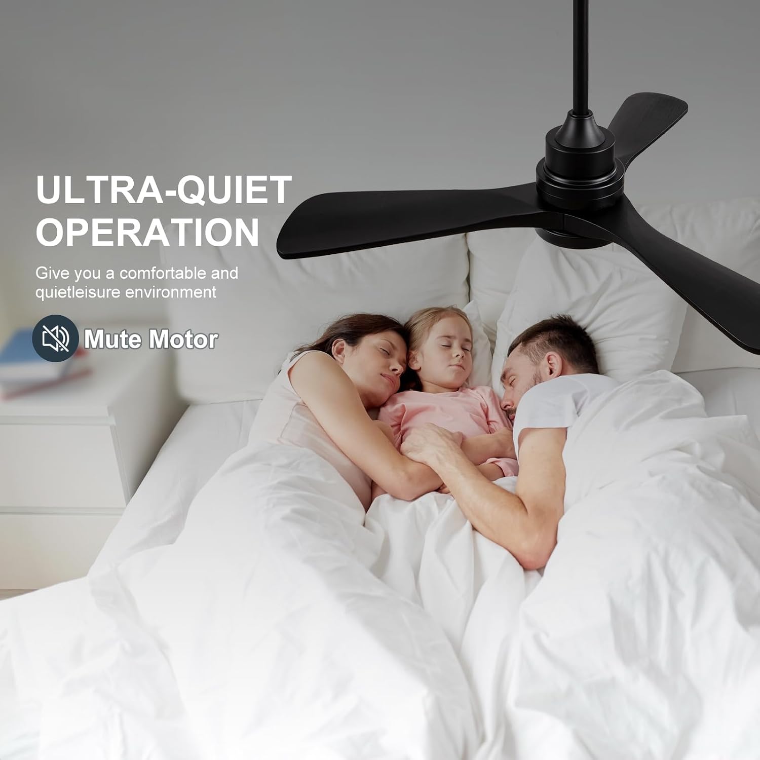 42 Inch Black Ceiling Fans with Lights and Remote Control,Dimmable LED Light,3 Wood Blades,Memory Function,Reversible DC Motor,Modern Indoor Outdoor Ceiling Fan for Patios Bedroom